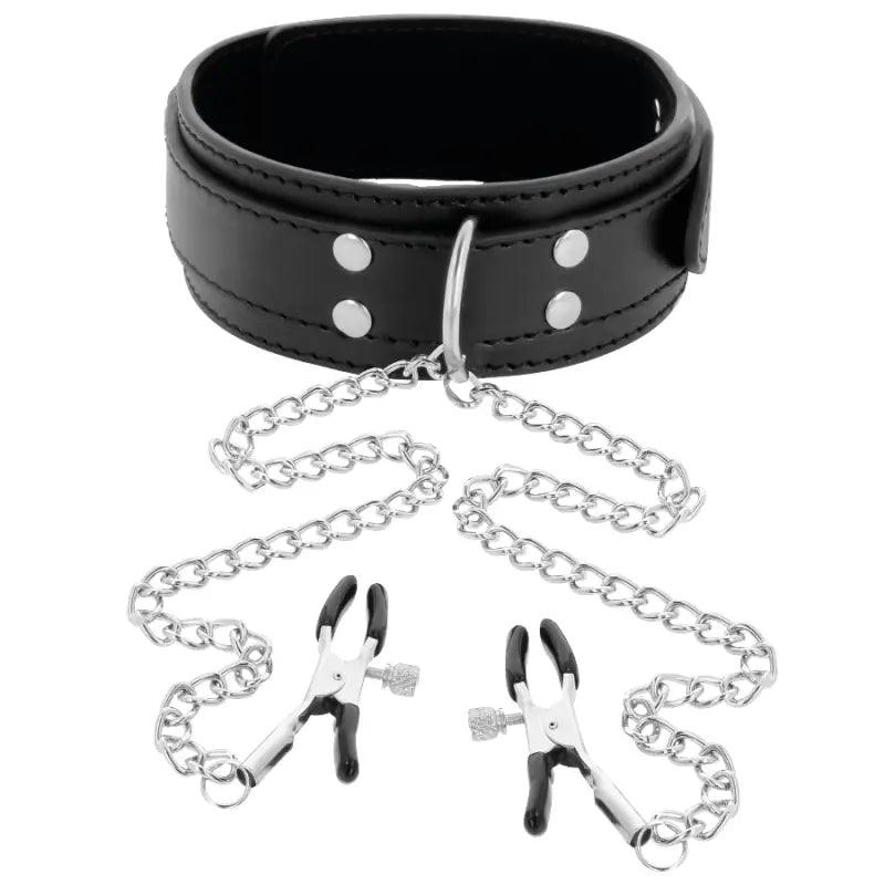 DARKNESS - COLLAR CON PINZAS PARA PEZONES NEGRO - Optelum