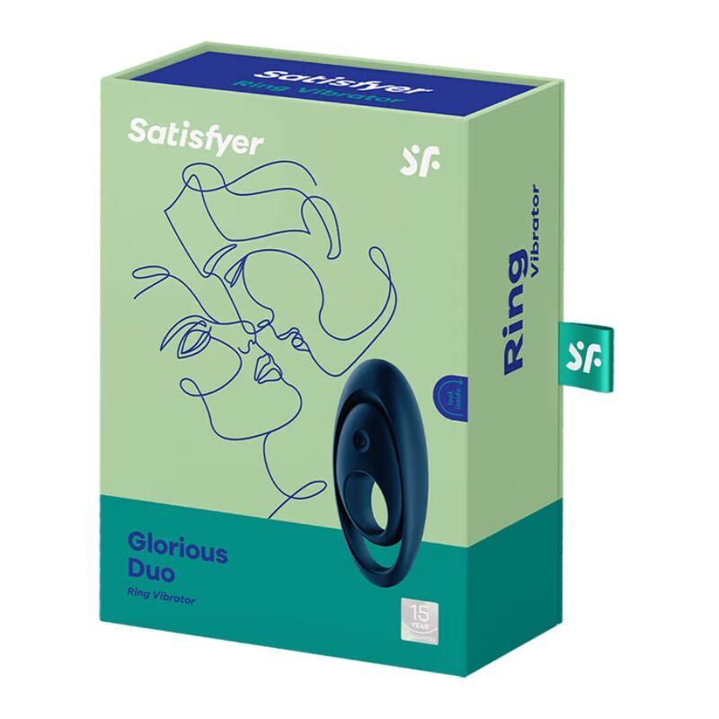 SATISFYER - GLORIOUS DUO ANILLO VIBRADOR AZUL - Optelum