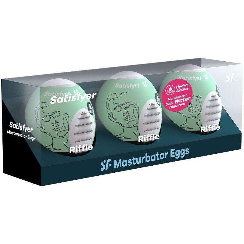 SATISFYER - 3 HUEVOS MASTURBADORES RIFFLE - Optelum