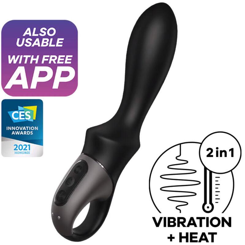SATISFYER - HEAT CLIMAX VIBRADOR ANAL APP NEGRO - Optelum