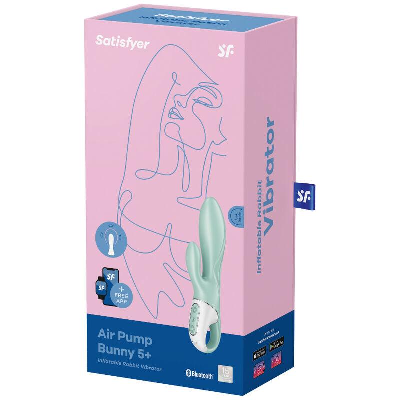 SATISFYER - AIR PUMP BUNNY 5+ VIBRADOR RABBIT INFLABLE APP VERDE - Optelum
