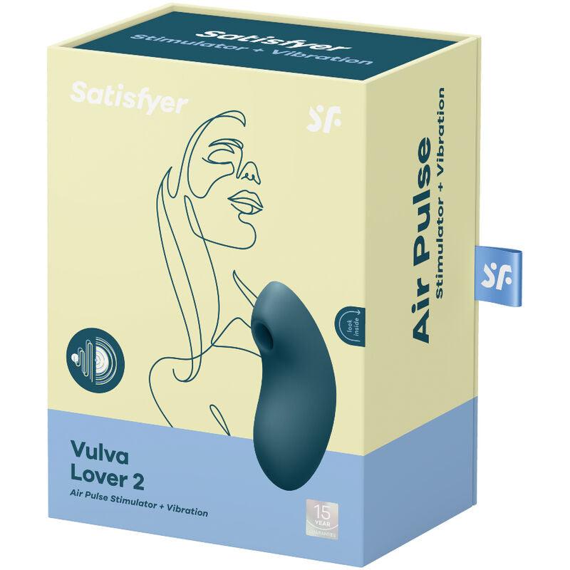 SATISFYER - VULVA LOVER 2 ESTIMULADOR Y VIBRADOR AZUL - Optelum