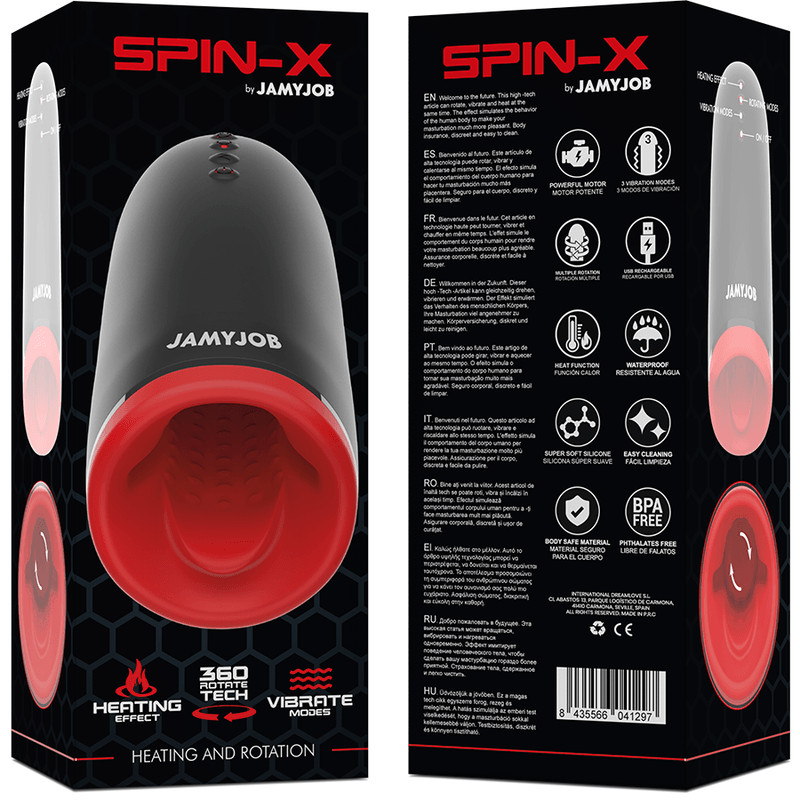 JAMYJOB - SPIN-X MASTURBADOR CON ROTACIÓN Y FUNCIÓN CALOR - Optelum