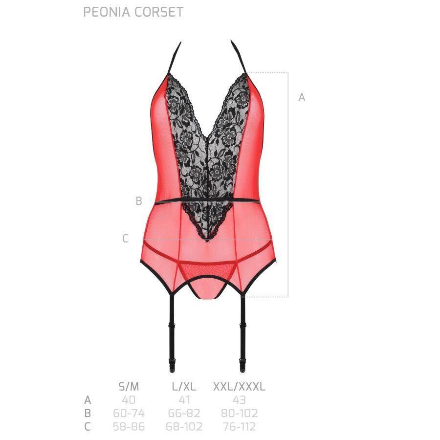 PASSION - PEONIA CORSET EROTIC LINE ROJO S/M - Optelum