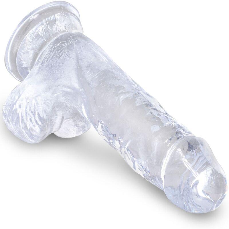 KING COCK - CLEAR PENE REALISTICO CON TESTICULOS 10.1 CM TRANSPARENTE - Optelum