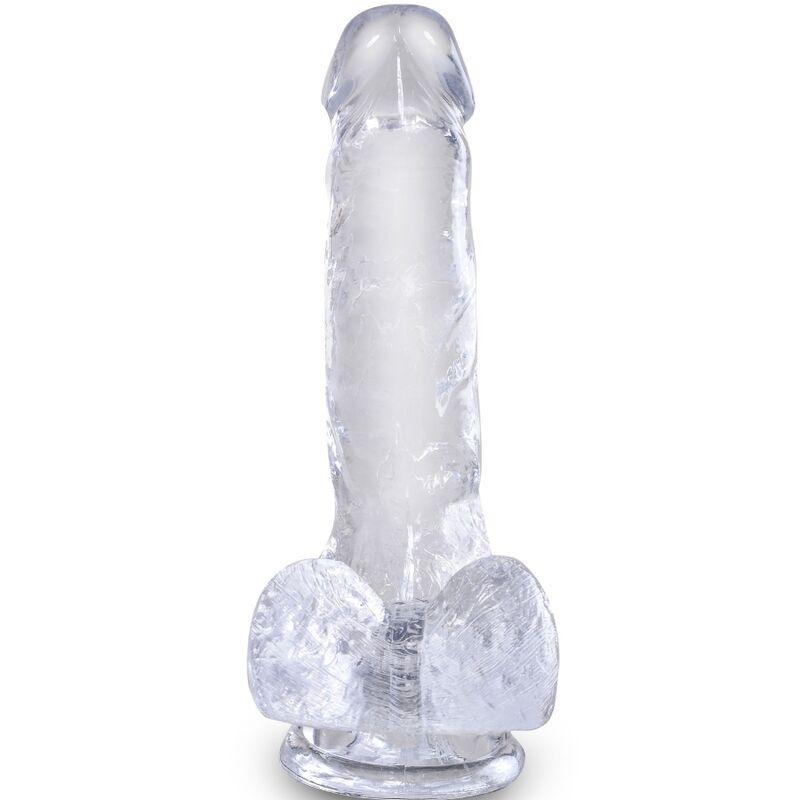 KING COCK - CLEAR PENE REALISTICO CON TESTICULOS 13.5 CM TRANSPARENTE - Optelum