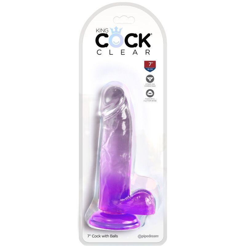 KING COCK - CLEAR PENE REALISTICO CON TESTICULOS 15.2 CM MORADO - Optelum