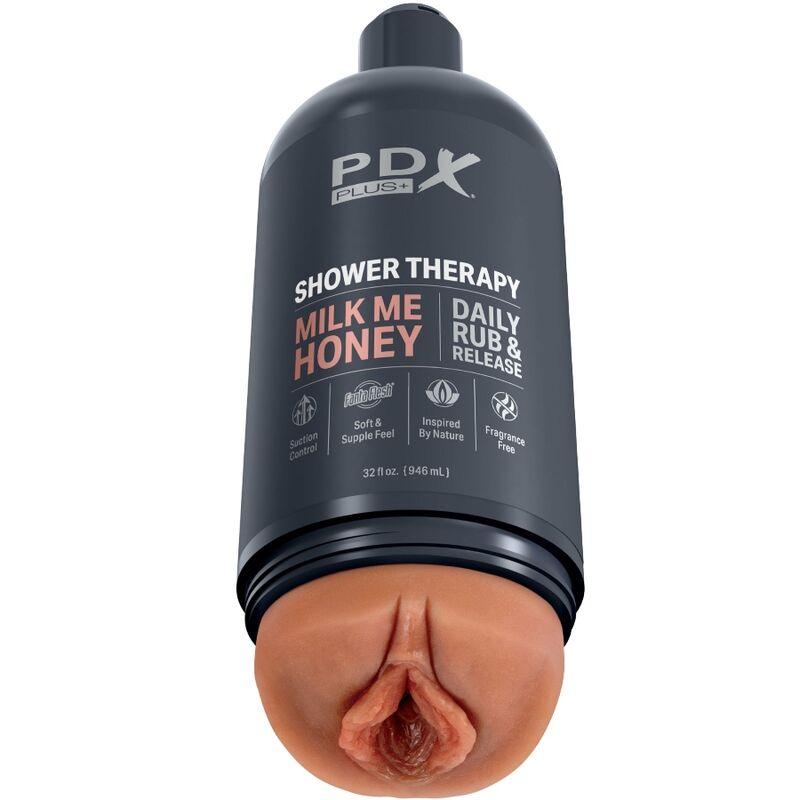 PDX PLUS - MASTURBADOR STROKER DISEÑO DISCRETO DE BOTE CHAMPU MILK ME HONEY CARAMELO - Optelum