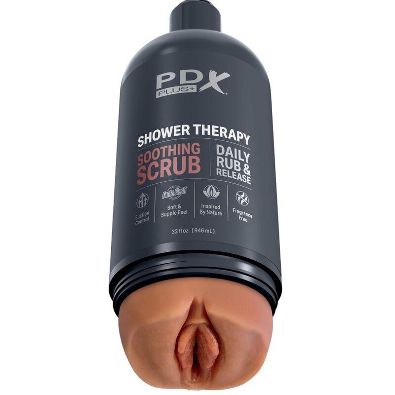 PDX PLUS - MASTURBADOR STROKER DISEÑO DISCRETO DE BOTE CHAMPU SOOTHING SCRUB CARAMELO - Optelum