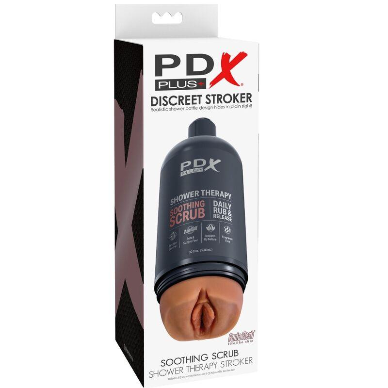 PDX PLUS - MASTURBADOR STROKER DISEÑO DISCRETO DE BOTE CHAMPU SOOTHING SCRUB CARAMELO - Optelum
