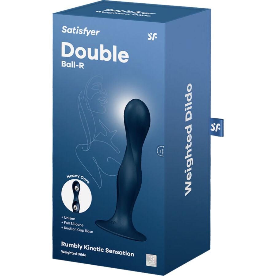 SATISFYER - DOUBLE BALL-R DILDO SILICONA GRANATE - Optelum