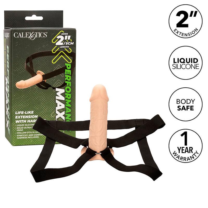 CALEXOTICS - PERFORMANCE MAXX EXTENSIÓN REALISTA CON ARNÉS PIEL CLARO - Optelum