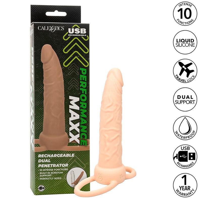 CALEXOTICS - PERFORMANCE MAXX DOBLE PENETRADOR RECARGABLE PIEL CLARO - Optelum
