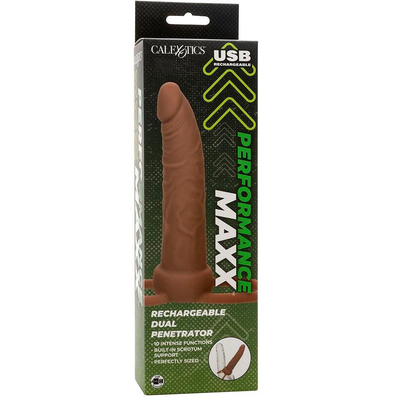 CALEXOTICS - PERFORMANCE MAXX DOBLE PENETRADOR RECARGABLE PIEL MORENO - Optelum