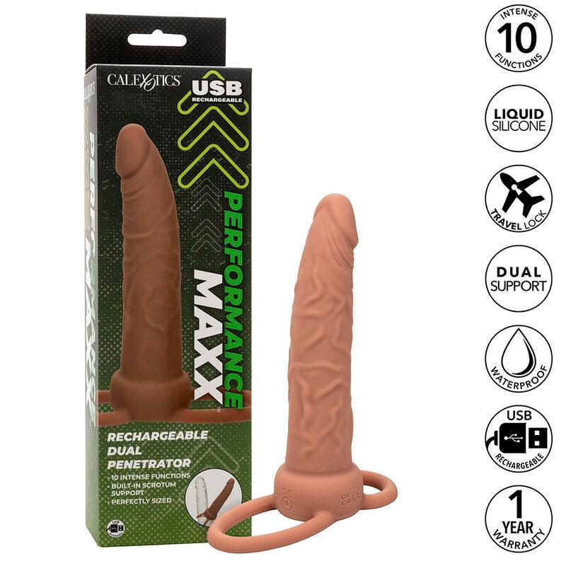 CALEXOTICS - PERFORMANCE MAXX DOBLE PENETRADOR RECARGABLE PIEL MORENO - Optelum