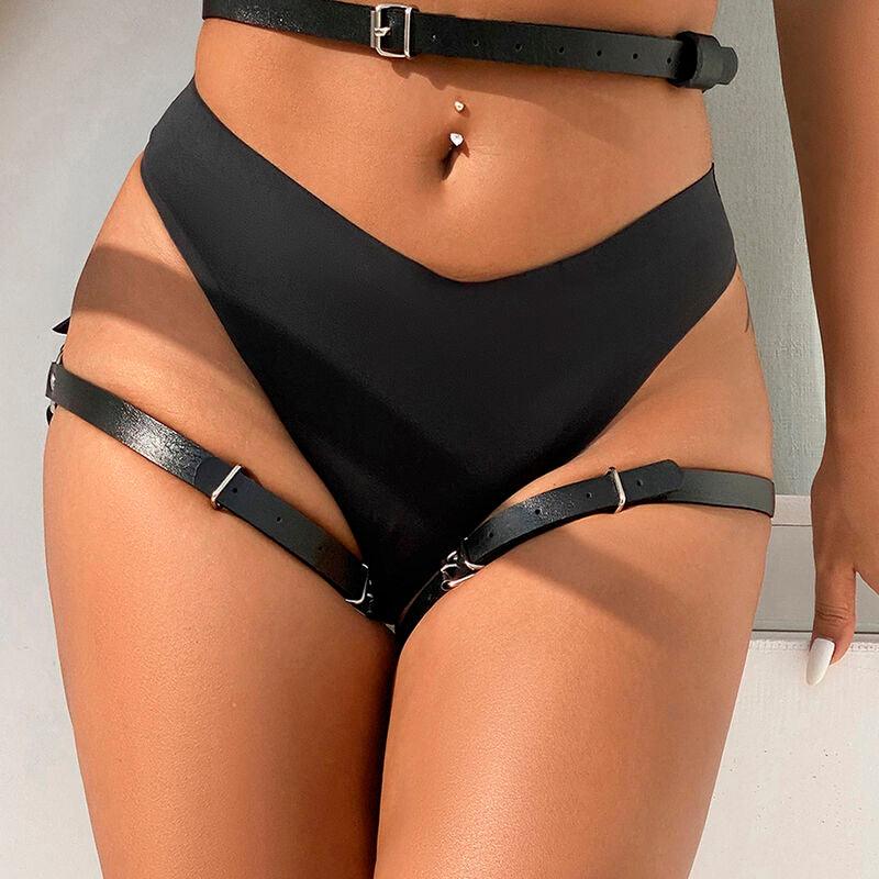 SUBBLIME - ARNÉS CINTURA Y PIERNAS CUERO NEGRO TALLA ÚNICA - Optelum