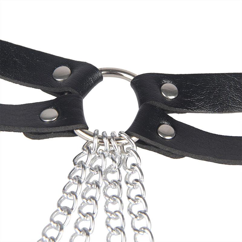 SUBBLIME - CINTURON DE CADENAS ANILLAS CUERO NEGRO TALLA ÚNICA - Optelum