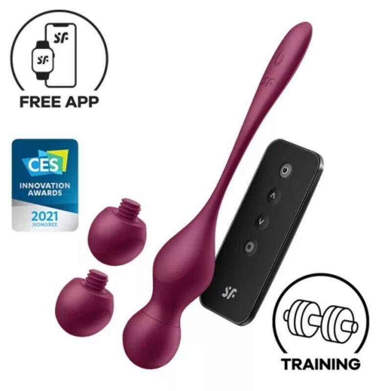 SATISFYER - LOVE BIRDS VARY BOLAS VIBRADORES APP GRATUITA ROJO VINO - Optelum