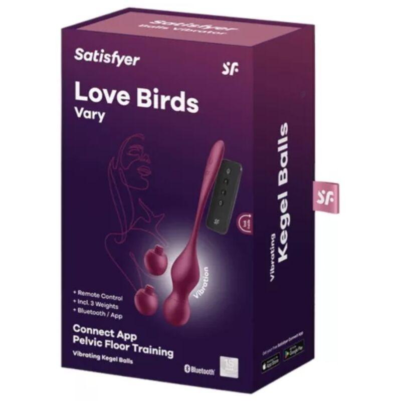 SATISFYER - LOVE BIRDS VARY BOLAS VIBRADORES APP GRATUITA ROJO VINO - Optelum