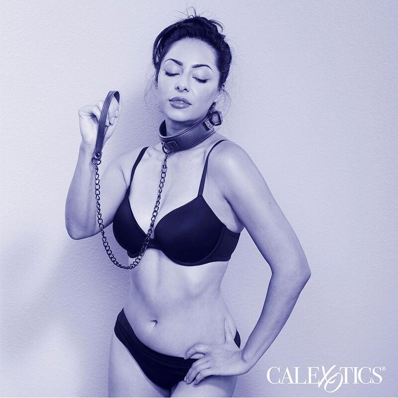 CALEXOTICS - NOCTURNAL COLLAR Y CORREA CUERO AJUSTABLE NEGRO - Optelum