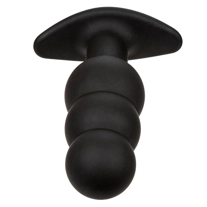 CALEXOTICS - ROCK BOTTOM PLUG ANAL CON CUENTAS 10 VIBRACIONES SILICONA NEGRO - Optelum