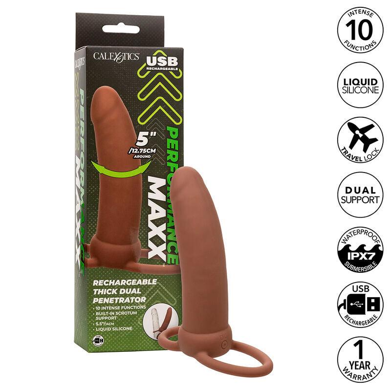 CALEXOTICS - MAXX DOBLE PENETRADOR GRUESO 10 VIBRACIONES MULATO - Optelum