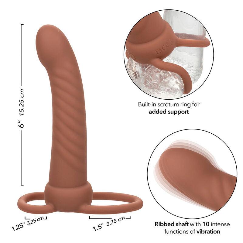 CALEXOTICS - MAXX DOBLE PENETRADOR ACANALADO 10 VIBRACIONES MULATO - Optelum