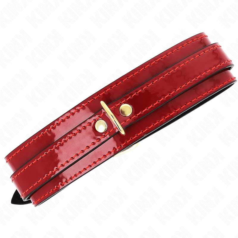 KINK - COLLAR AJUSTABLE ROJO VINO DETALLES DORADOS 29-42.5 CM X 4 CM - Optelum