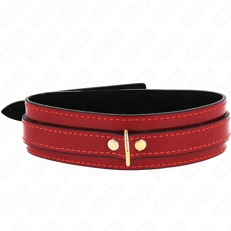 KINK - COLLAR AJUSTABLE ROJO VINO DETALLES DORADOS 29-42.5 CM X 4 CM - Optelum