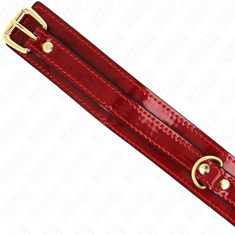 KINK - COLLAR AJUSTABLE ROJO VINO DETALLES DORADOS 29-42.5 CM X 4 CM - Optelum