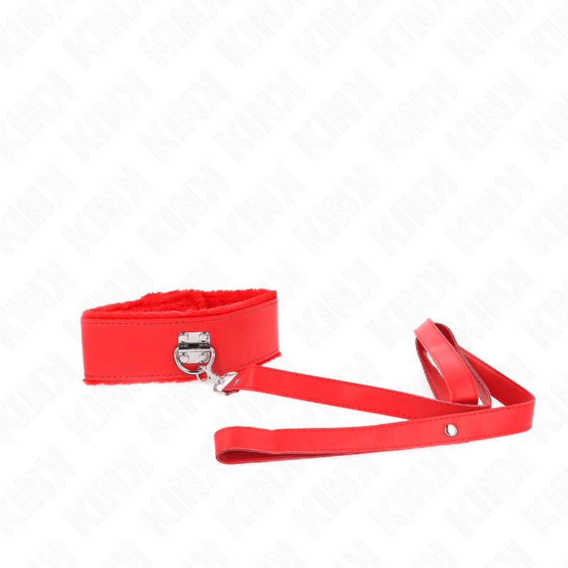 KINK - COLLAR CON CORREA 116 CM CON TACHUELAS PLATEADAS MODELO 4 ROJO AJUSTABLE 40-48 CM X 6 CM - Optelum