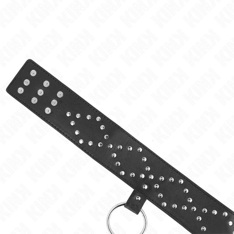 KINK - COLLAR CON CORREA 65 CM CON TACHUELAS PLATEADAS MODELO 3 AJUSTABLE 36-43 CM X 5 CM - Optelum