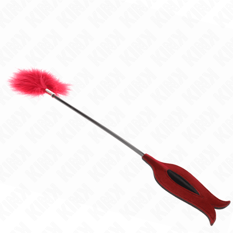 KINK - PLUMAS PARA COSQUILLAS CON PALETA FORMA DE ROSA 38 CM - Optelum