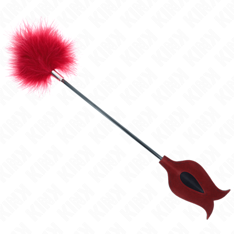 KINK - PLUMAS PARA COSQUILLAS CON PALETA FORMA DE ROSA 38 CM - Optelum