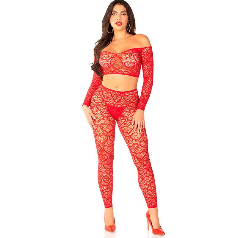 LEG AVENUE - CROP TOP + MEDIAS ROJO TALLA ÚNICA - Optelum