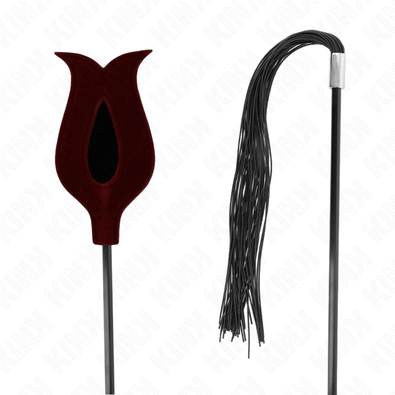 KINK - LÁTIGO DE BORLA DE SILICONA CON FORMA DE ROSA 45 CM - Optelum