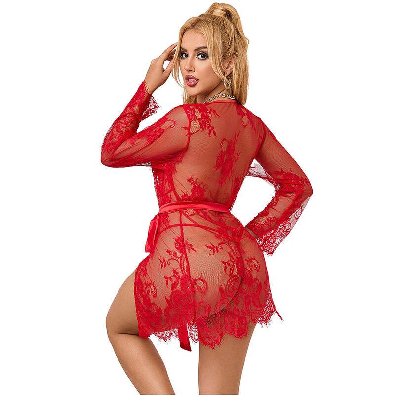 SUBBLIME - 953775 CAMISÓN DE ENCAJE + TANGA ROJO S/M - Optelum