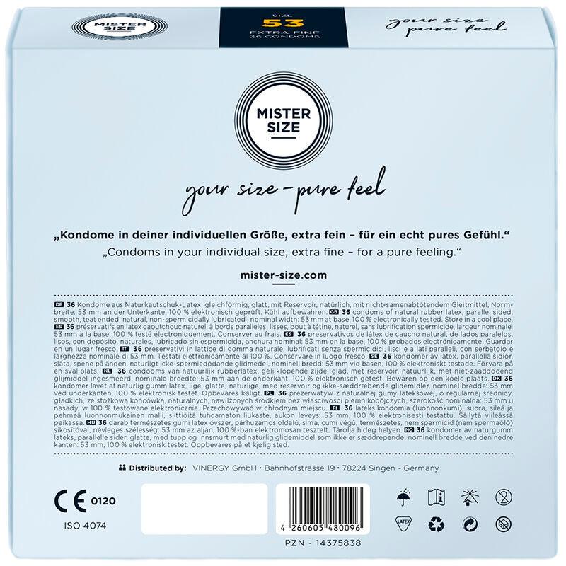MISTER SIZE - PRESERVATIVOS TALLA M 53 MM (36 UNIDADES) - Optelum