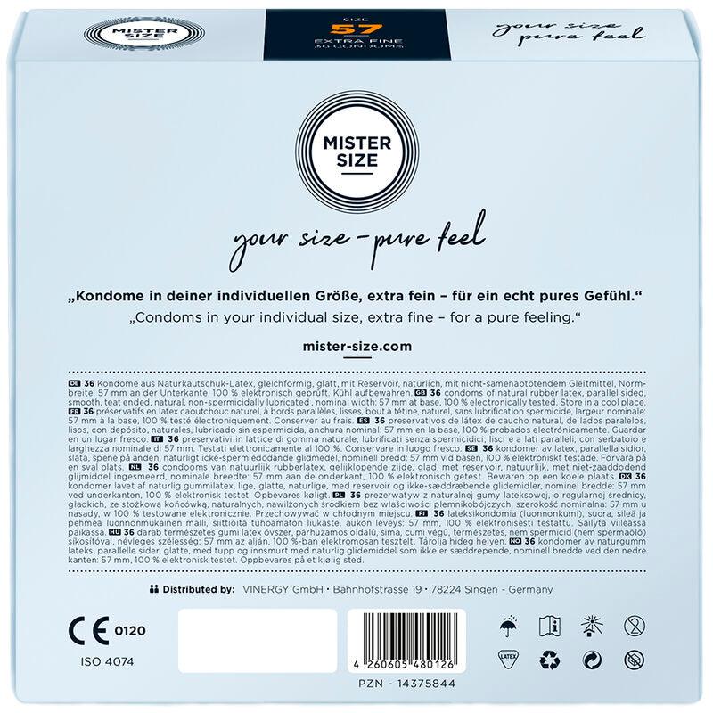 MISTER SIZE - PRESERVATIVOS TALLA L 57 MM (36 UNIDADES) - Optelum