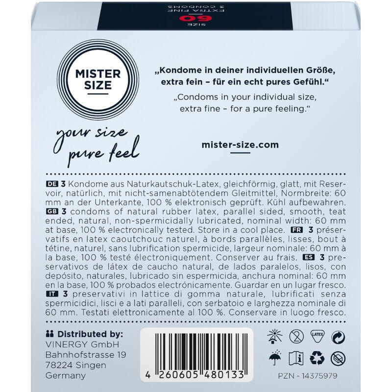 MISTER SIZE - PRESERVATIVOS TALLA XL 60 MM (3 UNIDADES) - Optelum