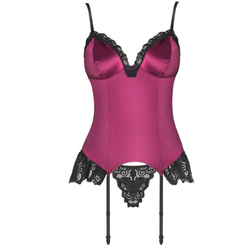 LIVCO CORSETTI FASHION - AGRAFENA CF 90436 CORSET + TANGA BURDEOS L/XL - Optelum