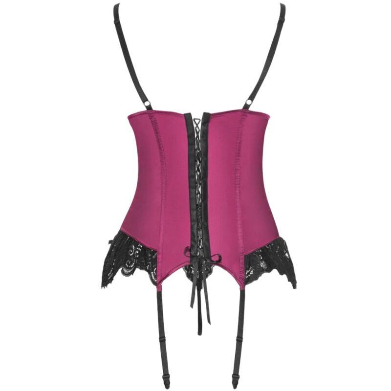 LIVCO CORSETTI FASHION - AGRAFENA CF 90436 CORSET + TANGA BURDEOS L/XL - Optelum