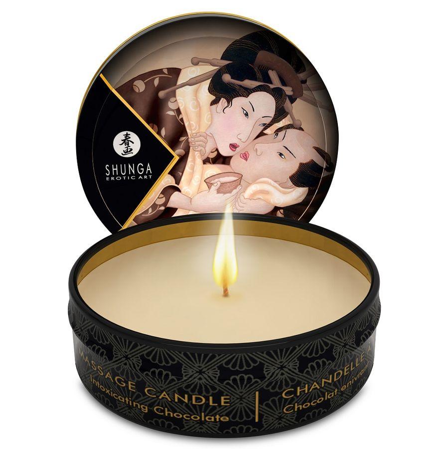 SHUNGA - MINI CARESS BY CANDELIGHT VELA MASAJE CHOCOLATE 30 ML - Optelum