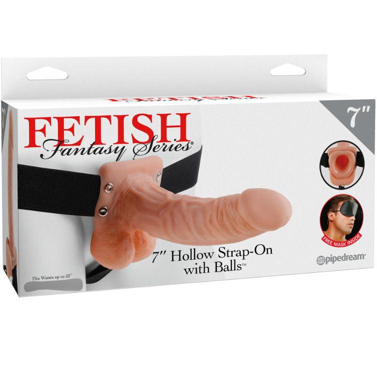 FETISH FANTASY SERIES - 7 HOLLOW STRAP-ON WITH BALLS 17.8CM NATURAL - Optelum