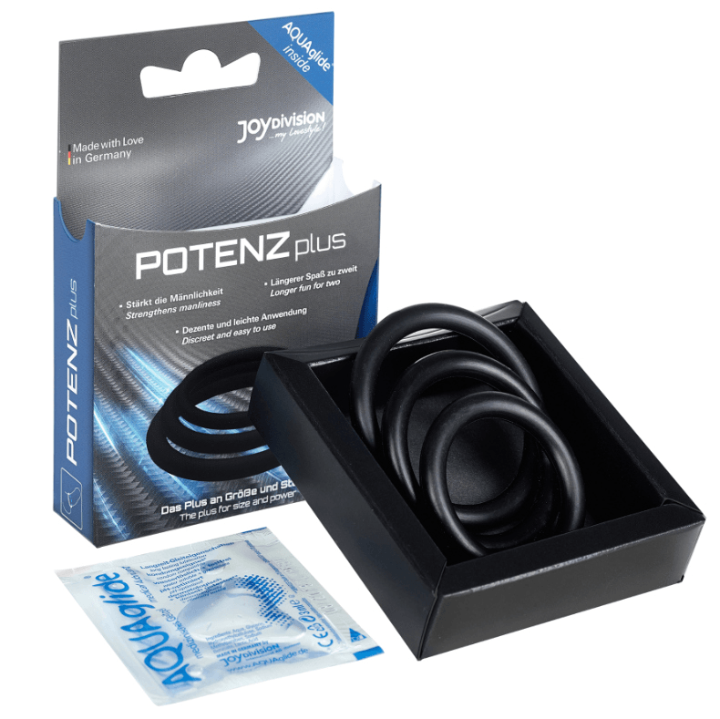 JOYDIVISION POTENZDUO - PLUS PACK 3 ANILLOS PARA PENE NEGRO - S, M, L - Optelum