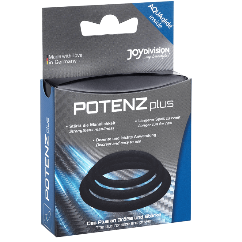 JOYDIVISION POTENZDUO - PLUS PACK 3 ANILLOS PARA PENE NEGRO - S, M, L - Optelum