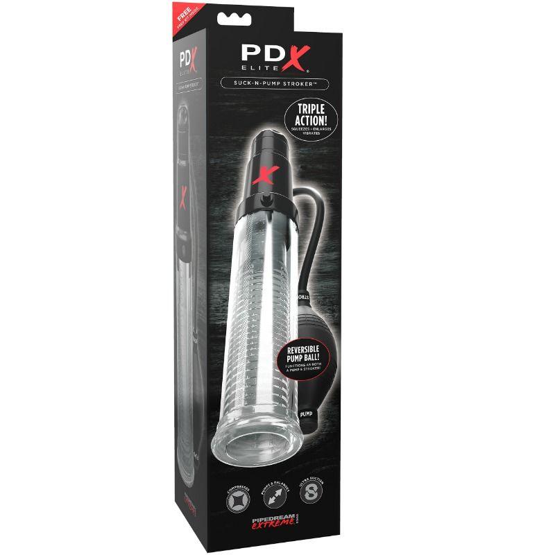 PDX ELITE - BOMBA DE SUCCION MASTURBADORA CON VIBRACION SUCK N PUMP STROKER - Optelum