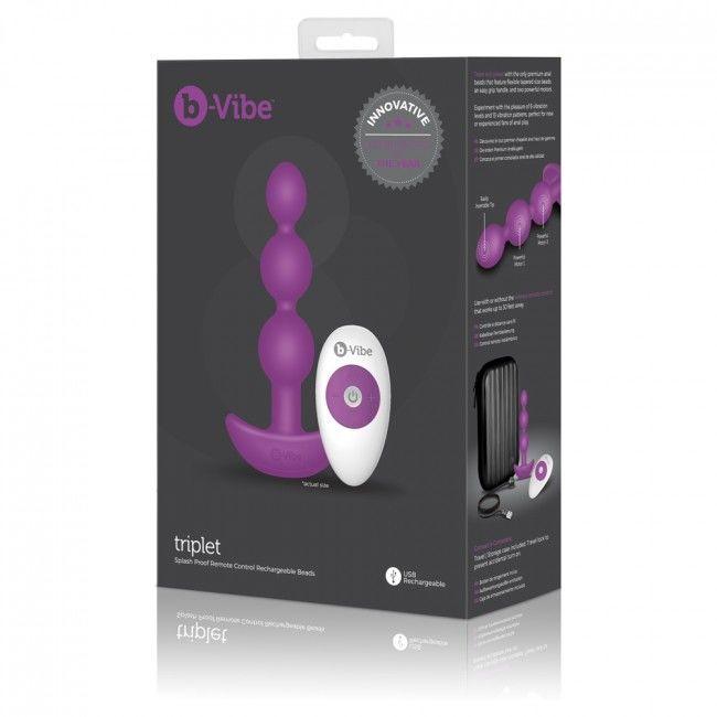 B-VIBE - TRIPLET ANAL CONTROL REMOTO BEADS ROSA - Optelum