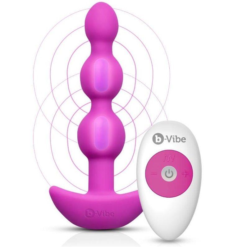 B-VIBE - TRIPLET ANAL CONTROL REMOTO BEADS ROSA - Optelum