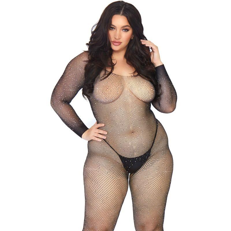 LEG AVENUE - BODYSTOCKING EN RED CON BRILLANTE 1X-2X - Optelum